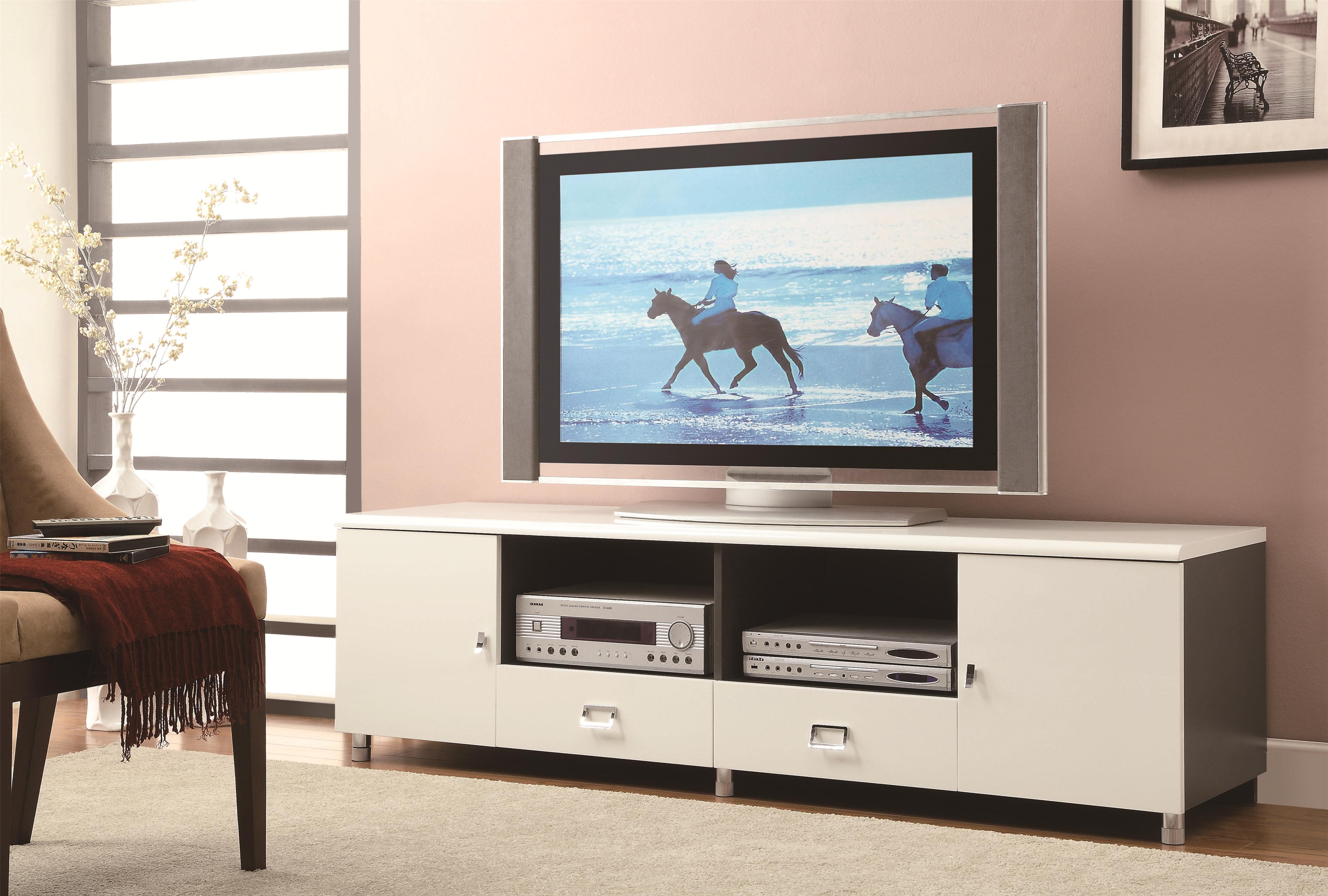 Coaster TV Stands 700910 Contemporary TV Console with Chrome